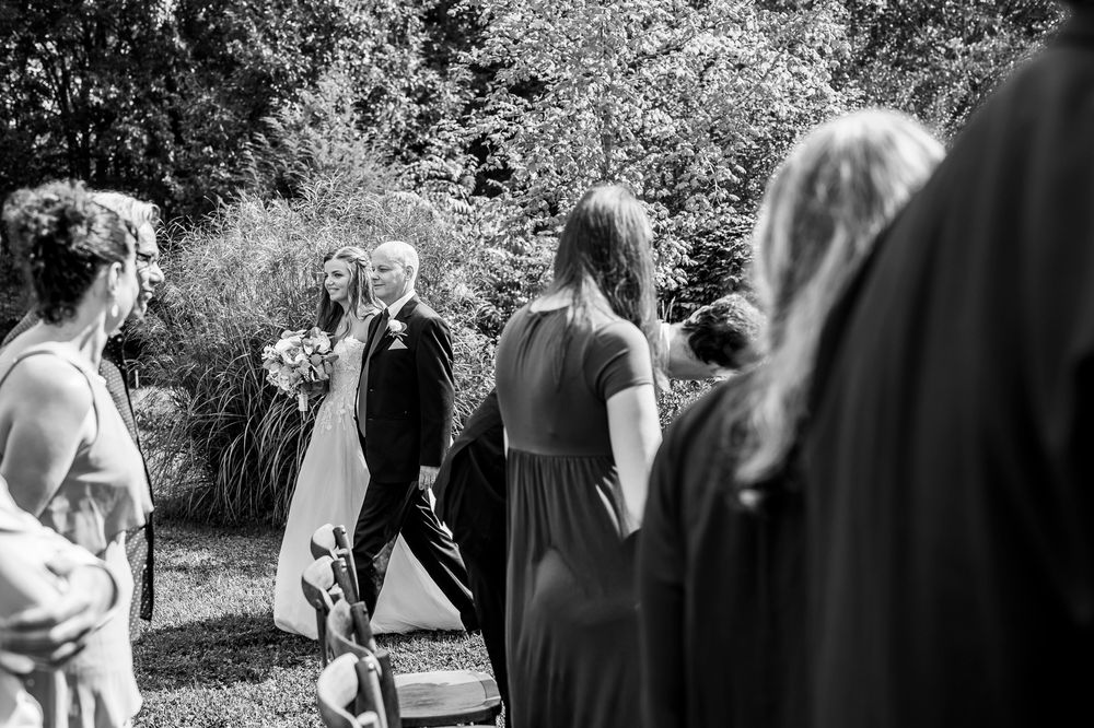 London Wedding Photographer Arrowwwod Farm Bride Walking Into Ceremony Spirits Intrigued Photography 2022