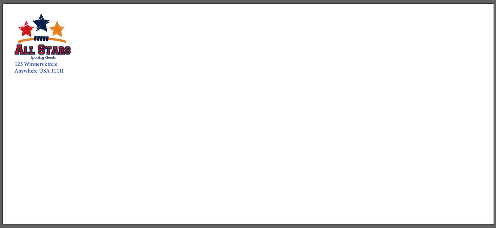 This is an envelope design that I designed for a mock sporting goods company.