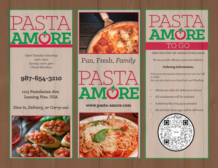 This is the front of a brochure that I created for my graphics design course. The company is a  mock company.