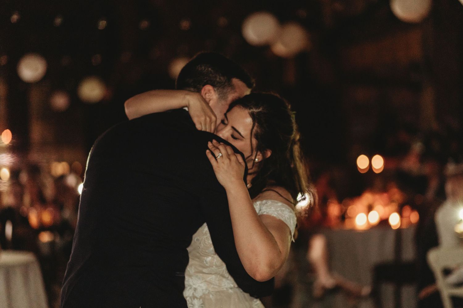 Montreal bride and groom first dance twinkle lights
