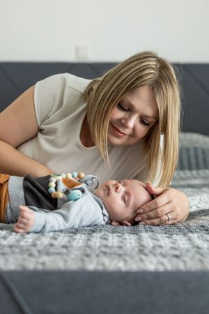 Family, mom and son