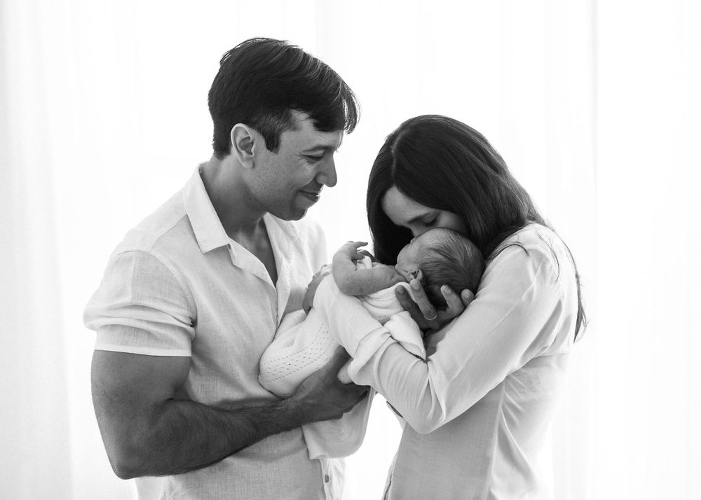 family with newborn baby natural connection Halifax studio photography