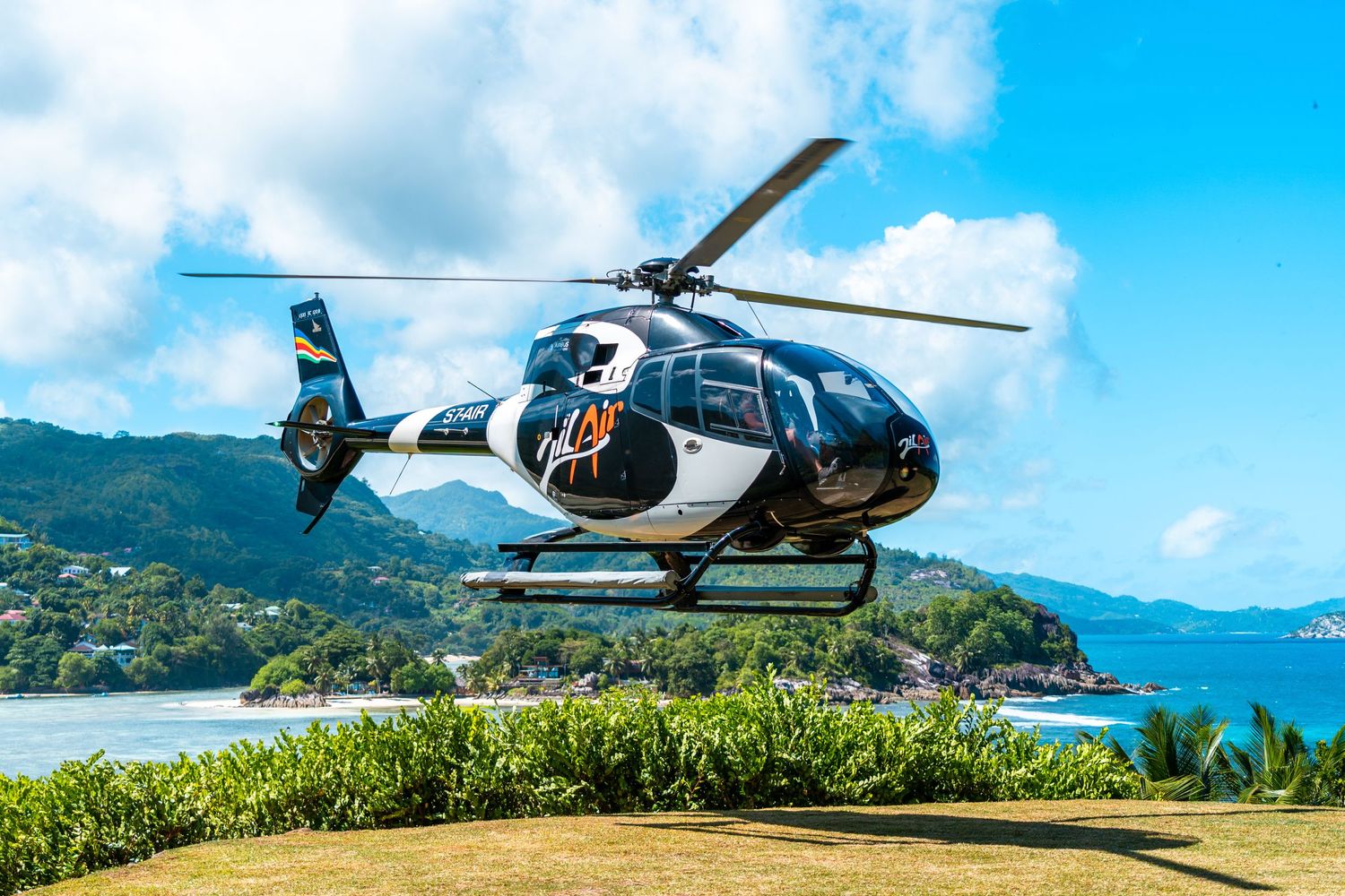 Helicopter in Seychelles