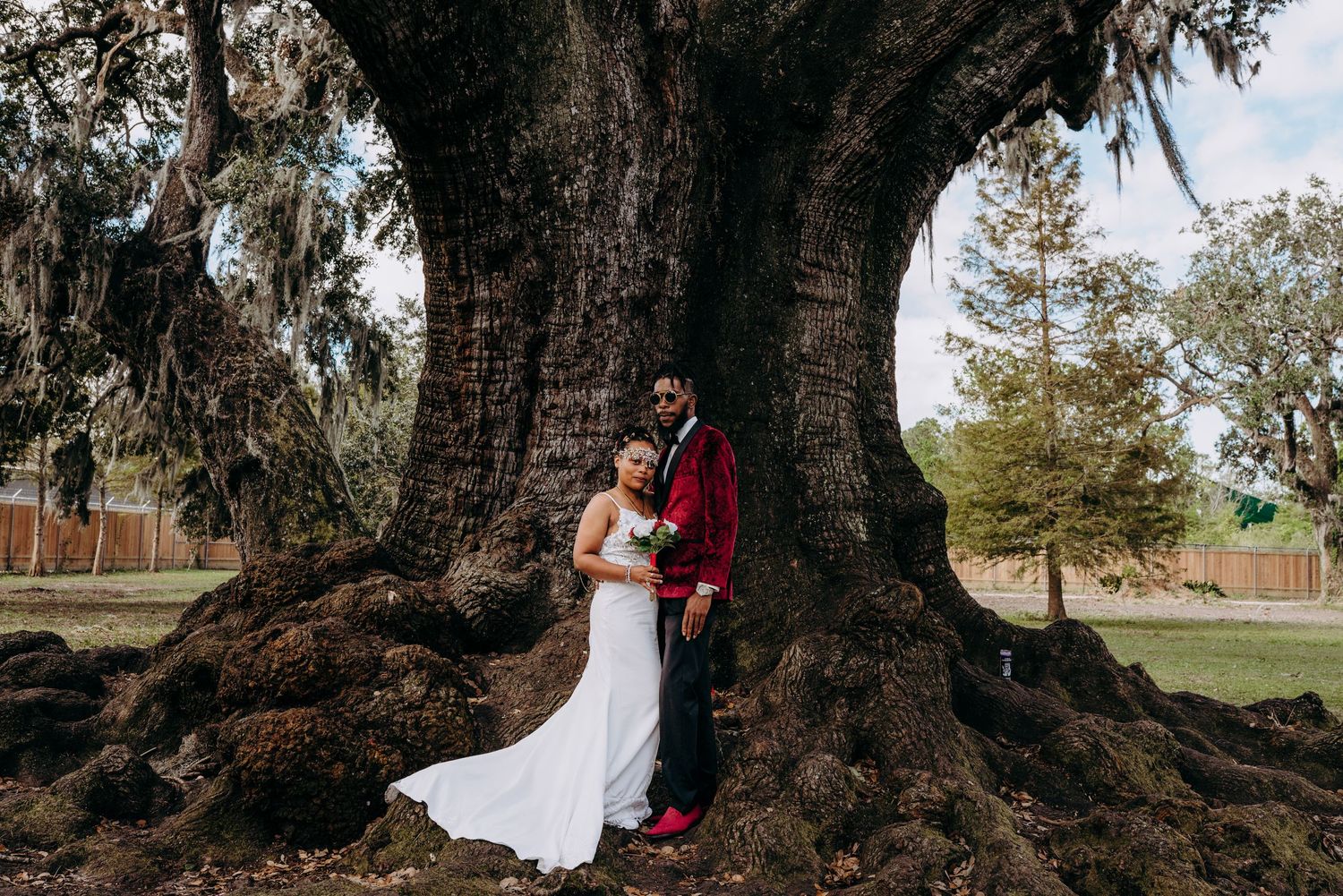 Audubon Park, New Orleans, elopement, couples portrait, micro wedding, bride, groom, Tree of Life