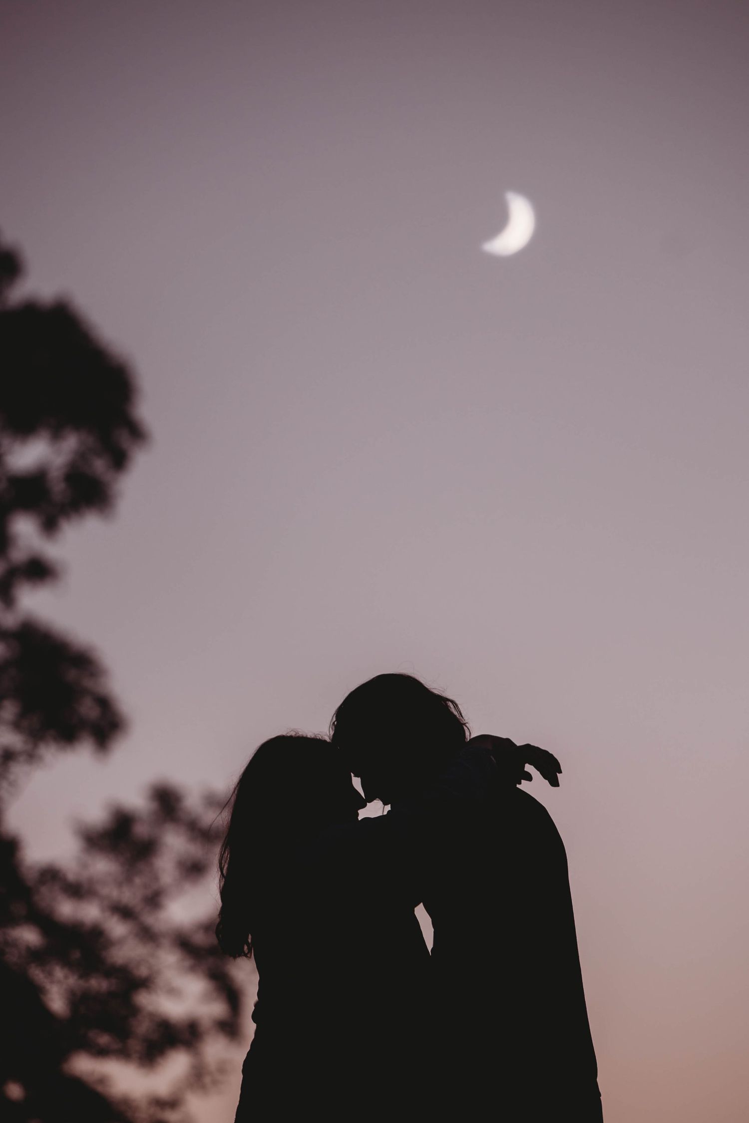 sunset engagement silhouette