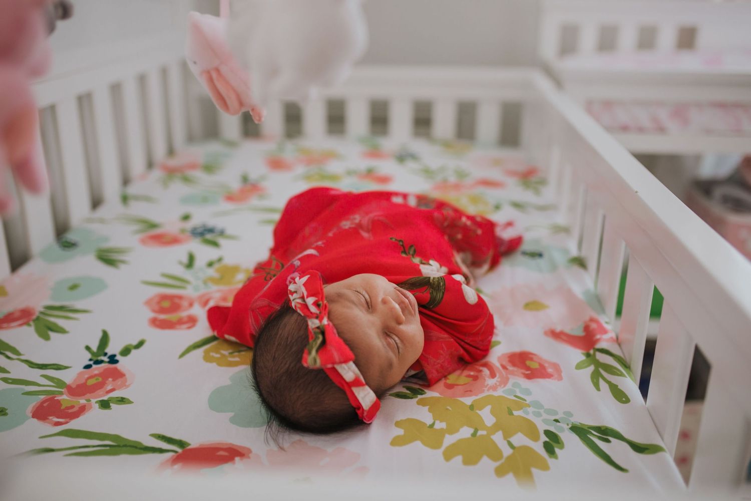newborn baby girl pink floral wrap ct photo