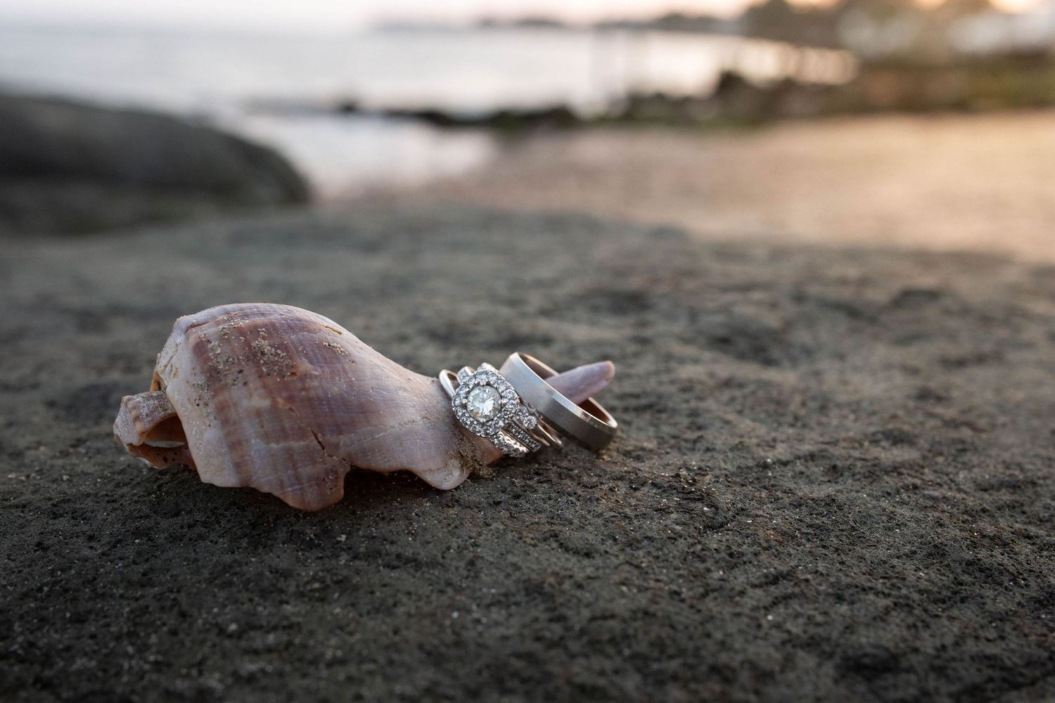 beach wedding ring sunset connecticut