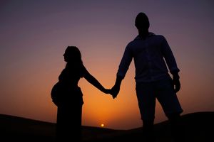 Maternity silhouette Dubai Sunset desert