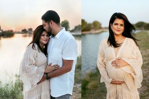 maternity photos sunset dubai lakes