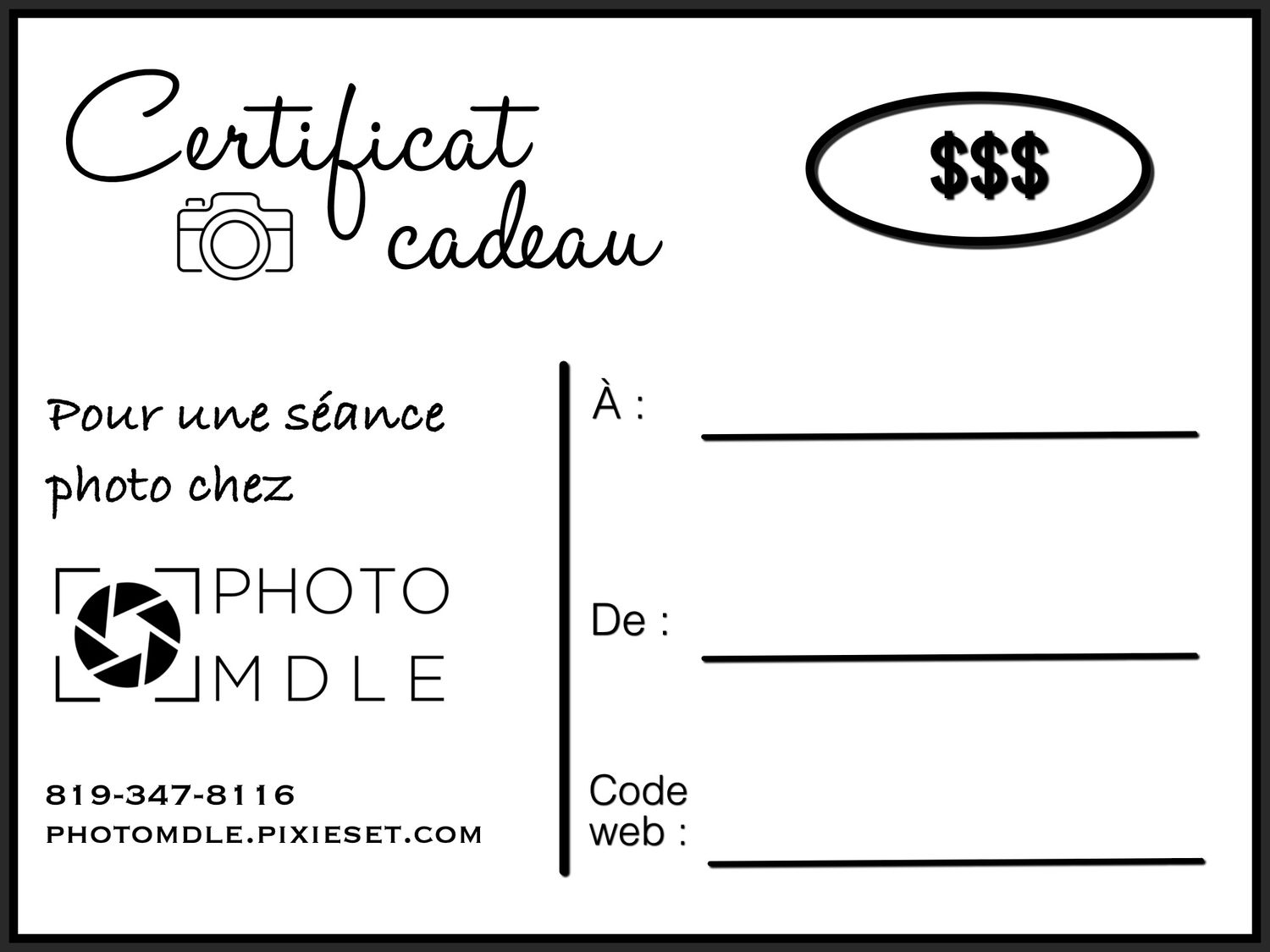 certificat cadeau