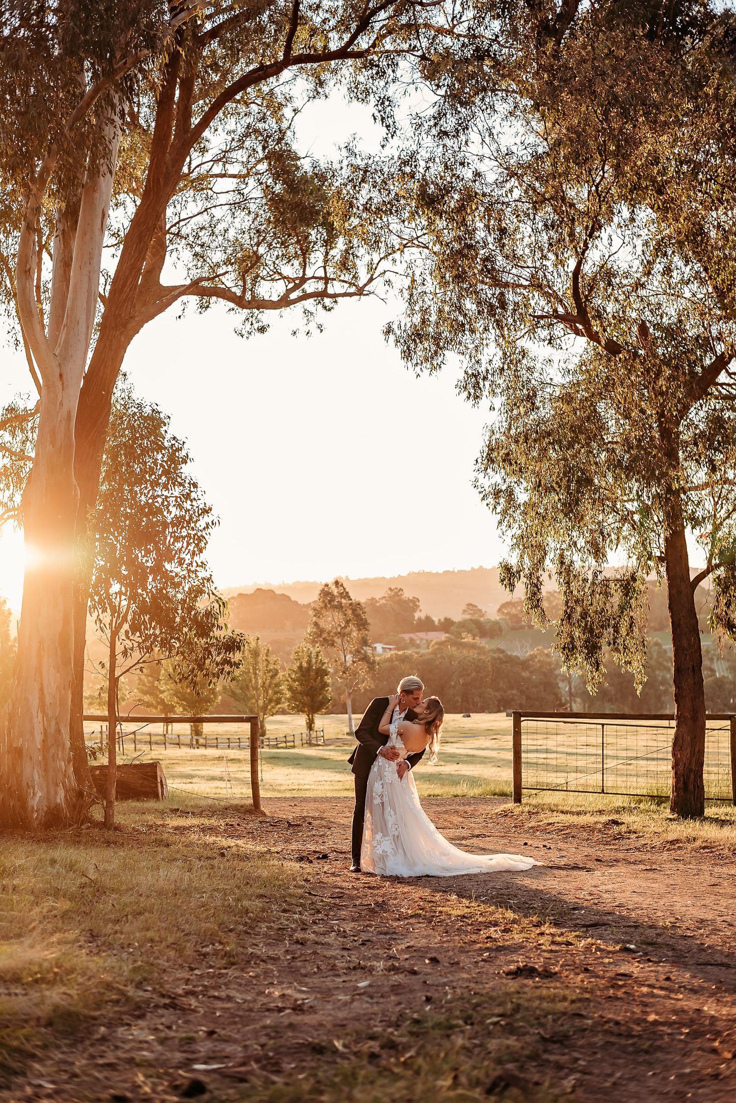romantic image of bride and groom by tasmanian elopement and wedding photographer joss jensen