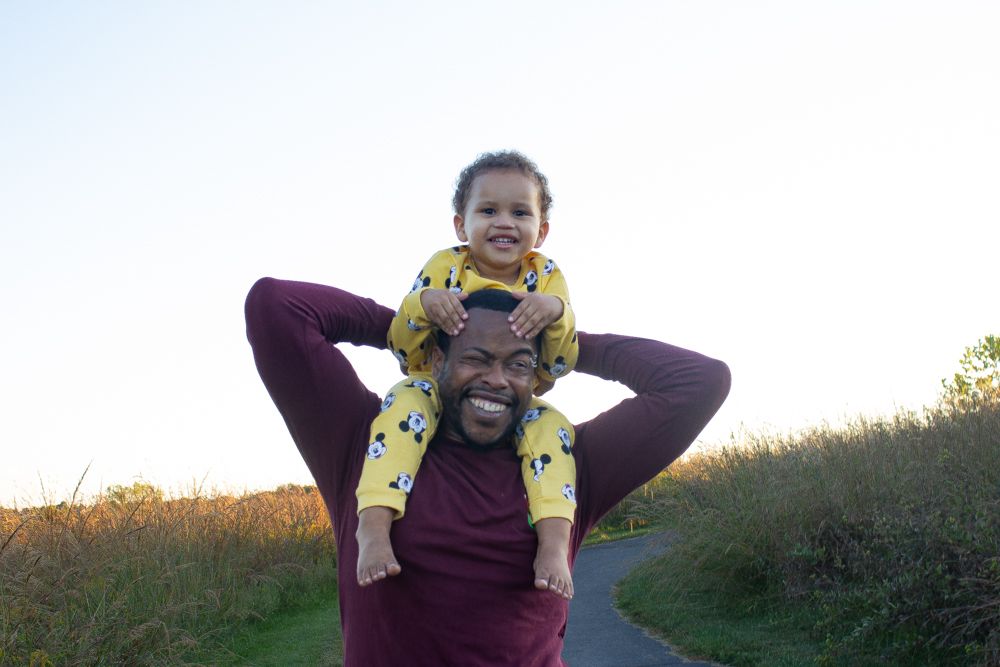 Dad and son Father's Day family pictures Quail Ridge Park St. Louis Give It A Shot Photography