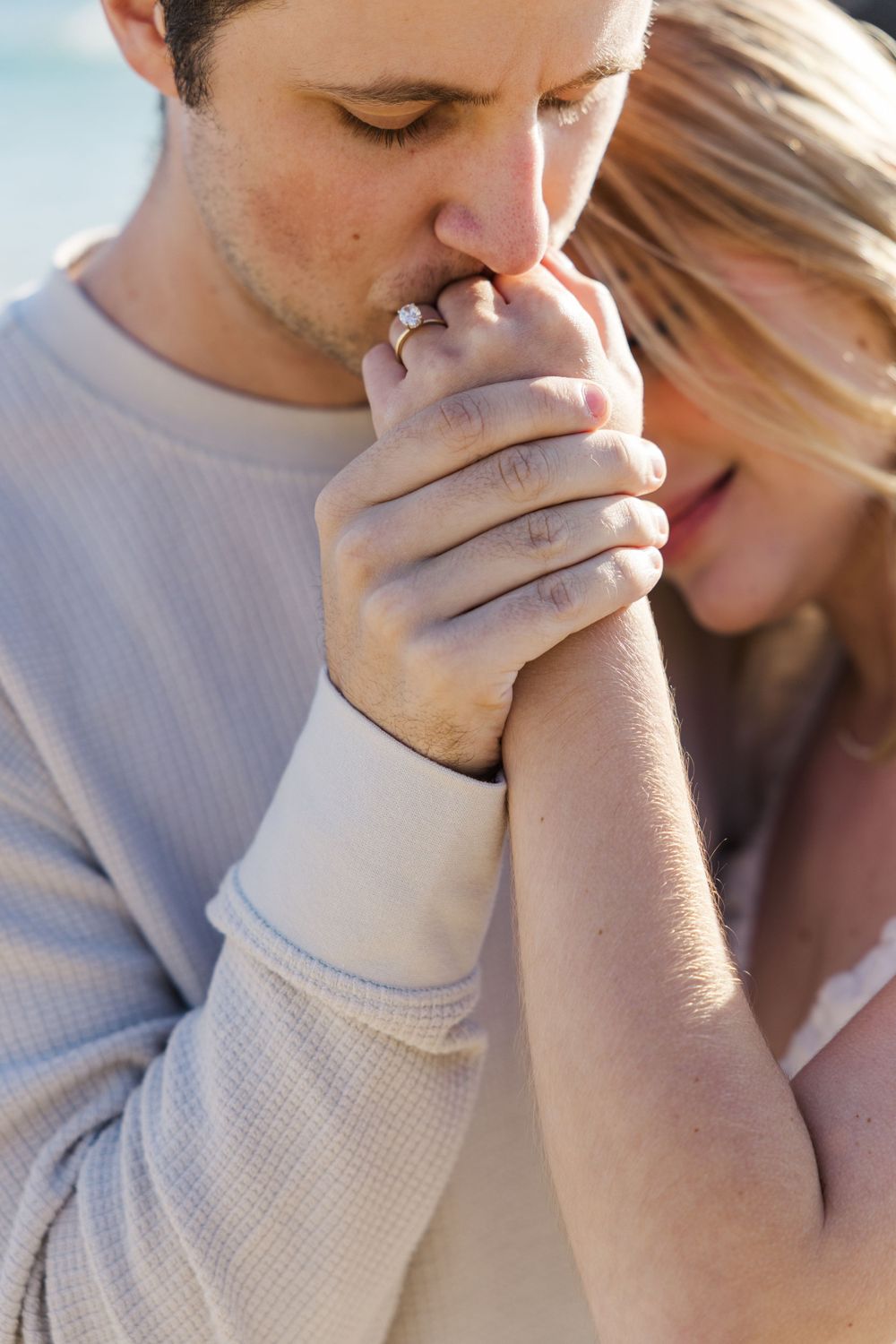 Sweet moment with engaged couple in Laguna Beach