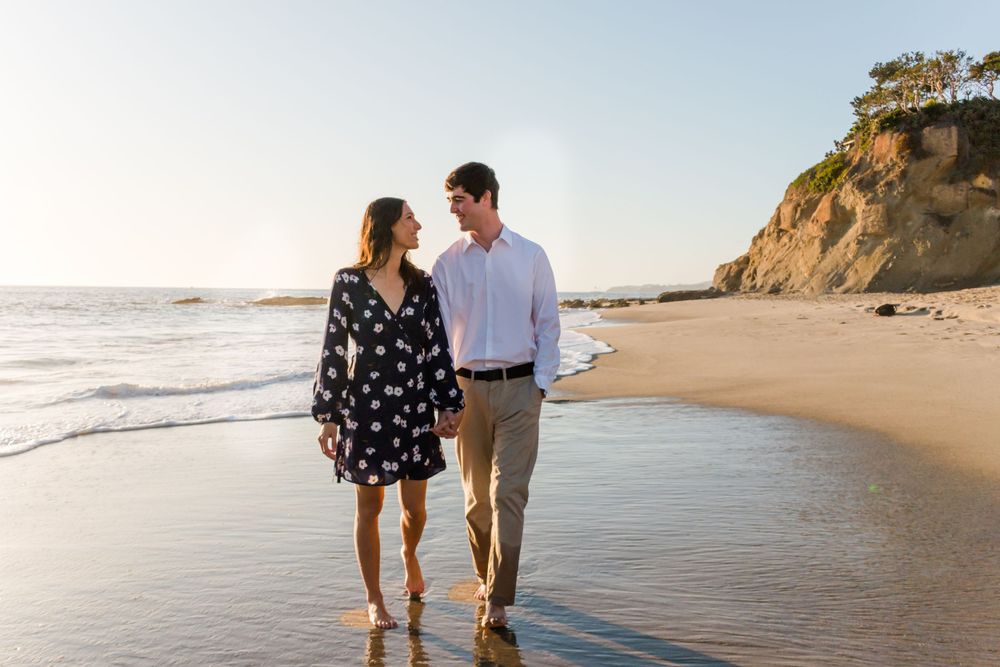 Engagement session walking on the beach at Laguna Beach