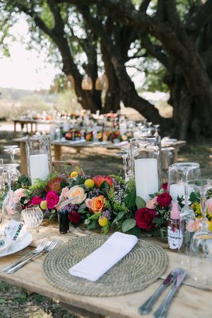 Details of the wedding reception tables at a Letaba wedding.