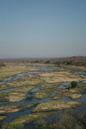 A semi-aerial shot of the Kruger National Park near Olifants camp.