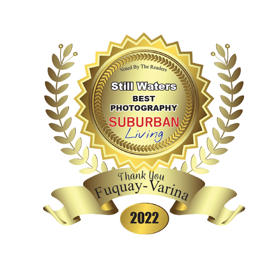 Gold circular award badge for Still Waters Photography Best Suburban Living in Fuquay-Varina 2022.