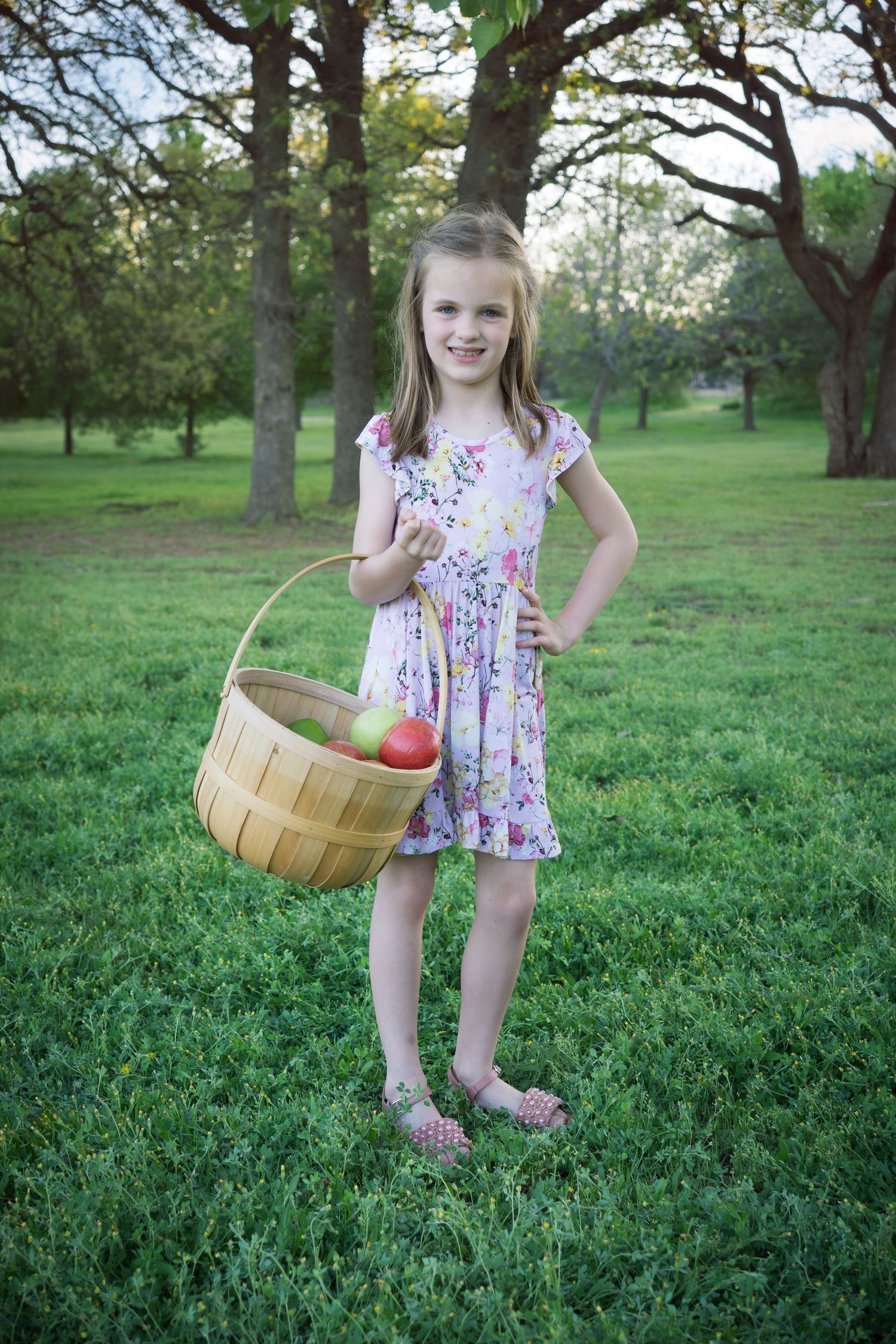 spring mini session holding a basket with apple creative pose props mommy mom to be motherhood expecting