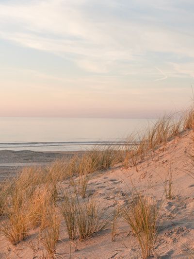 Serene Beach Sunset Wijk aan Zee, The Netherlands, travel photography Dagmar Pels, beach sunset, serene pastel wall art print, sandy dunes