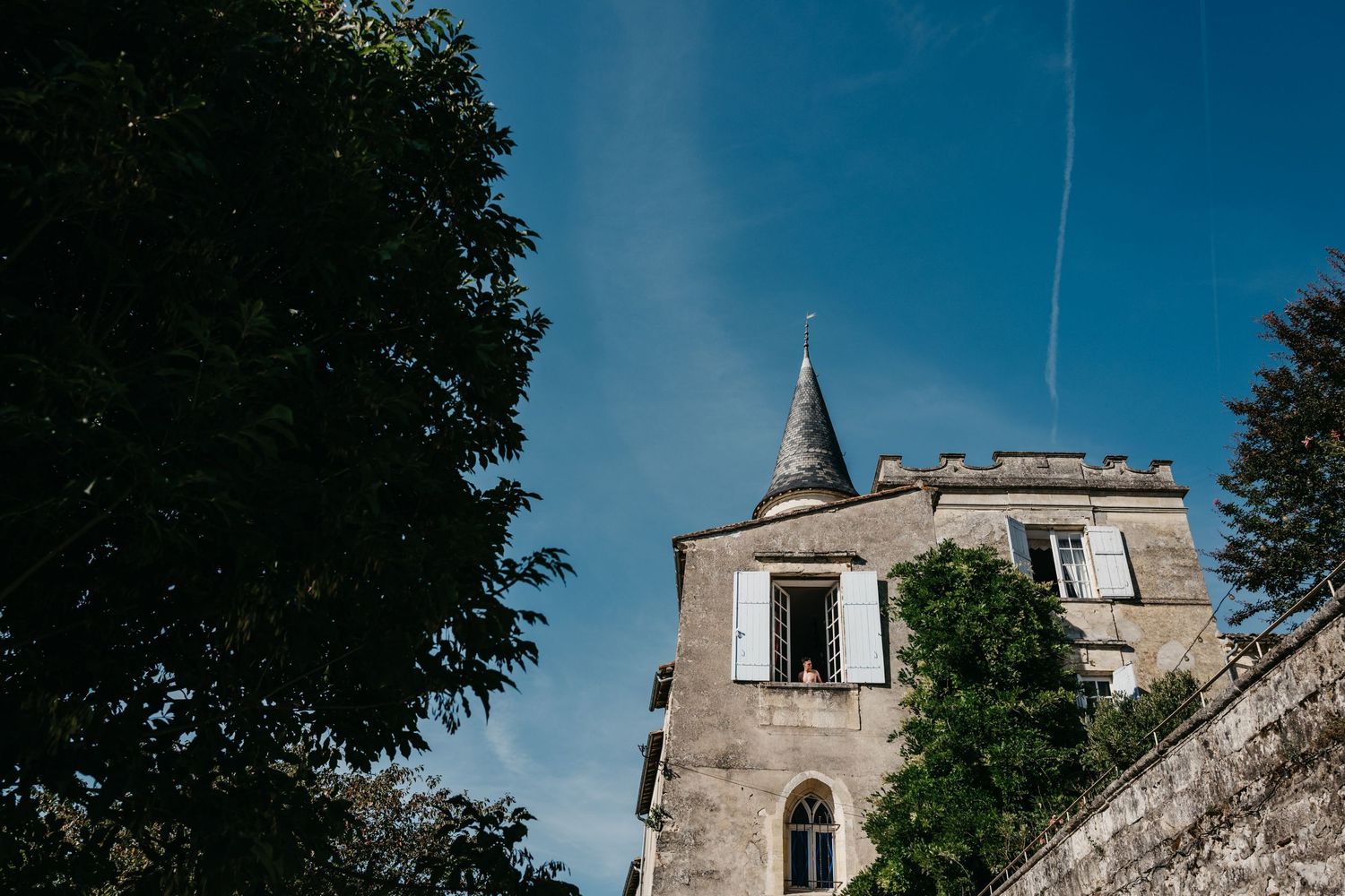 blue sky at Chateau Lagorce