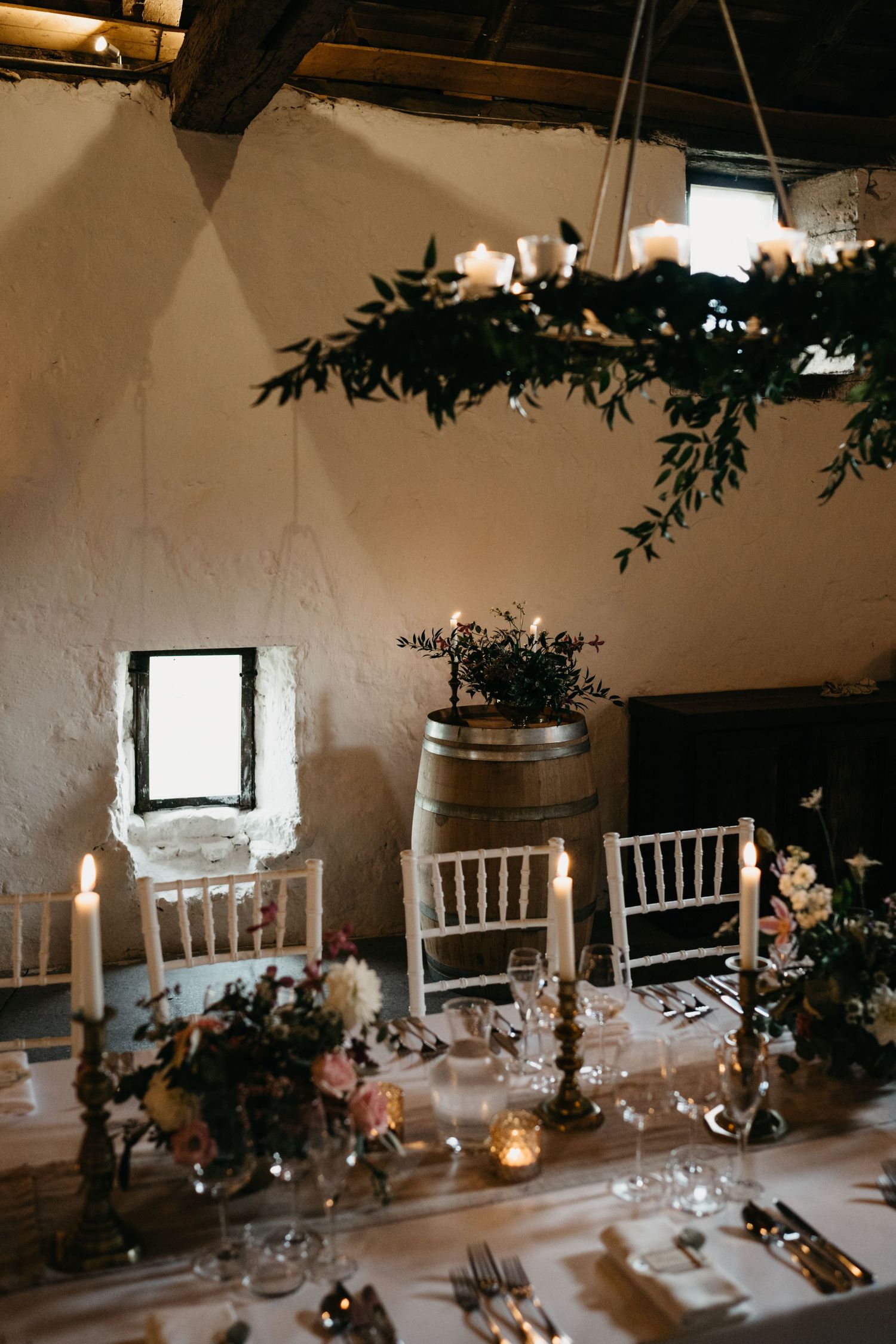 candle lit barn at Chateau Rigaud