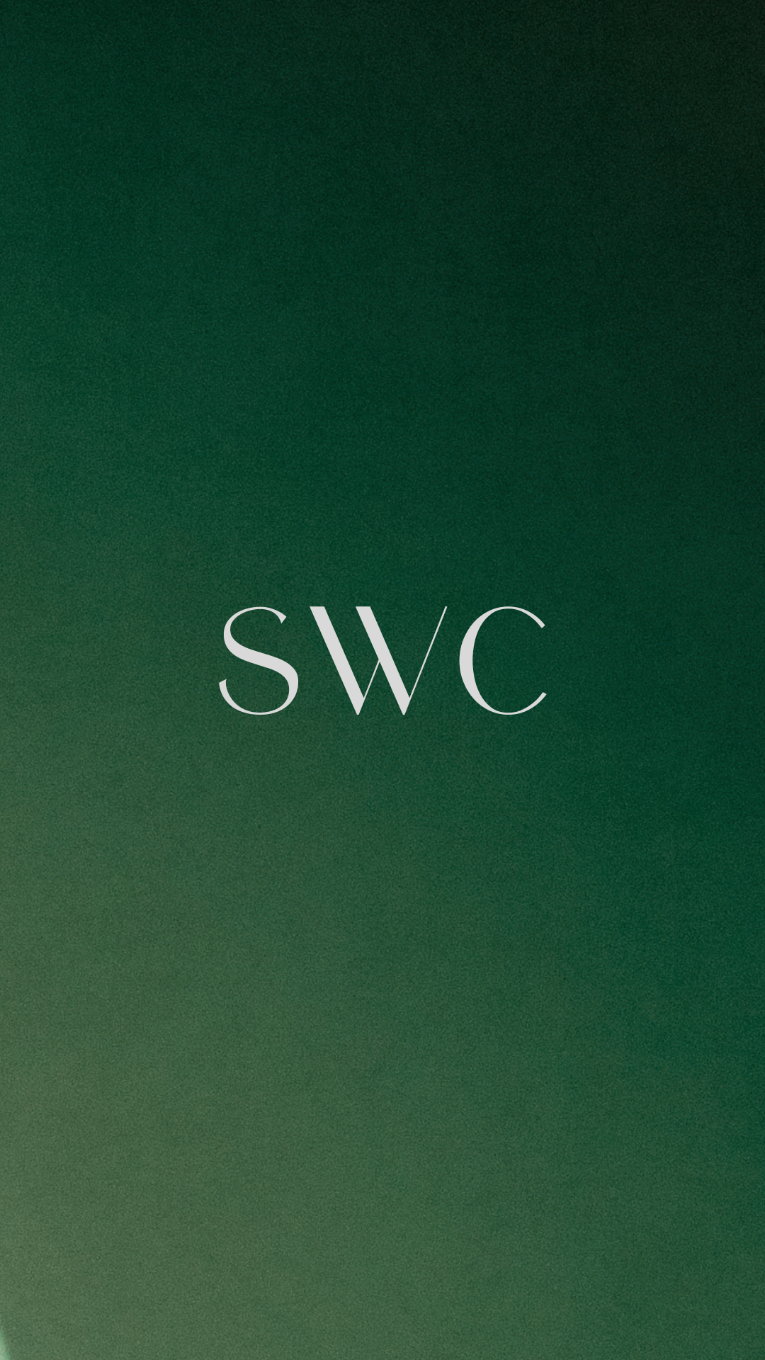 White "SWC" monogram text centered on a dark green gradient background.