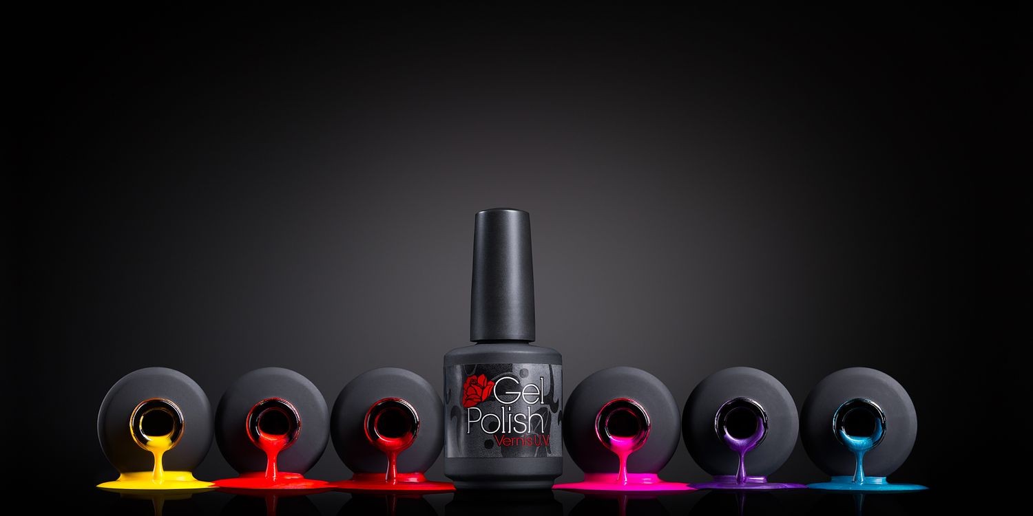 photo commerciale avec les bouteilles de Gel Polish de Rose Bella Distribution