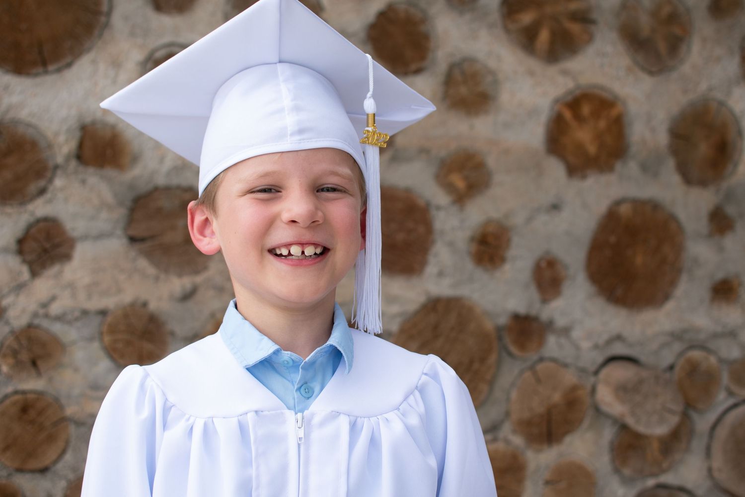 graduation, kindergarten, photoshoot, photography, professional, white, cap and gown, tassel