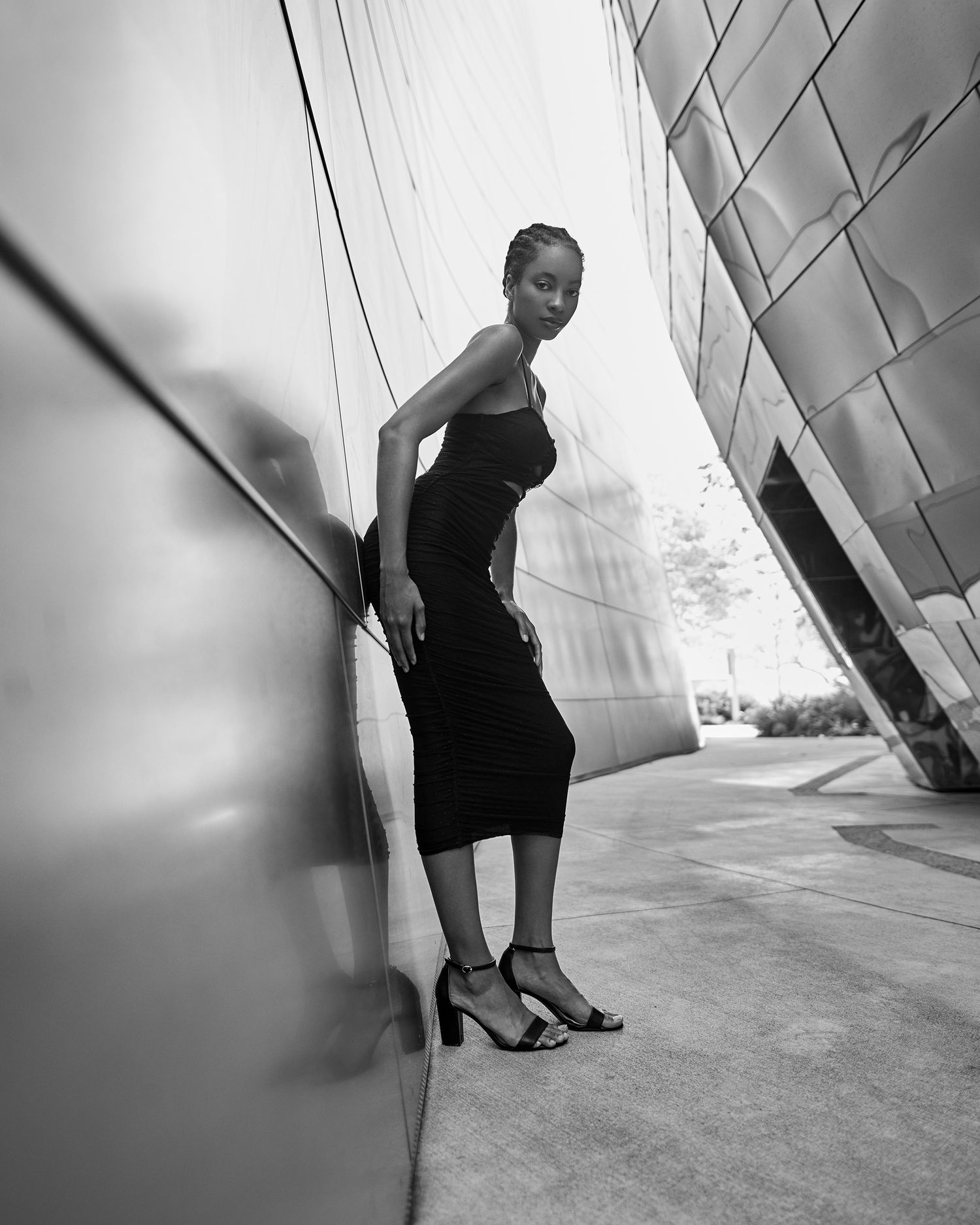 Fashion portrait featuring in Black&White at Disney Music Hall LA
