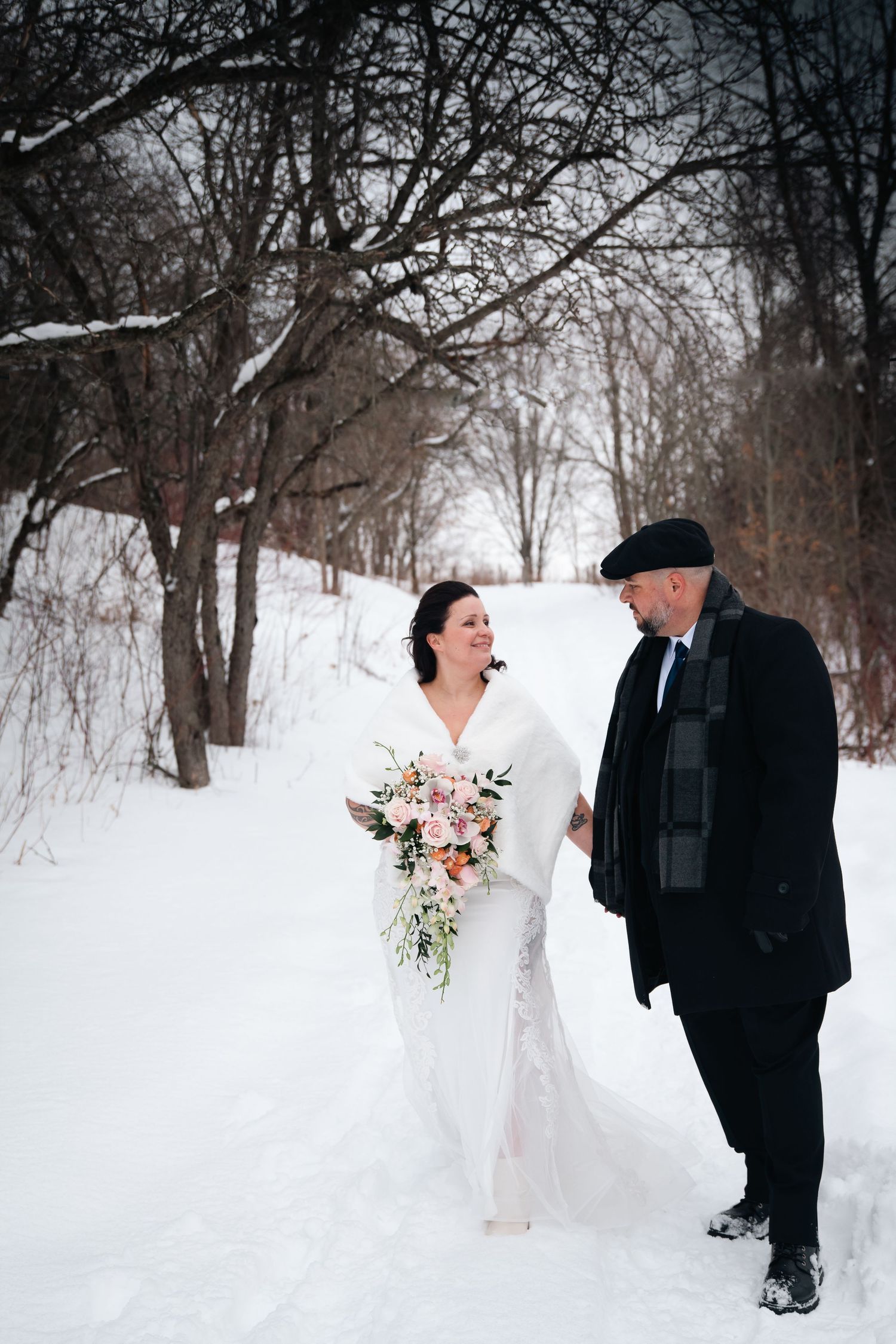 Photo de mariage hivernal