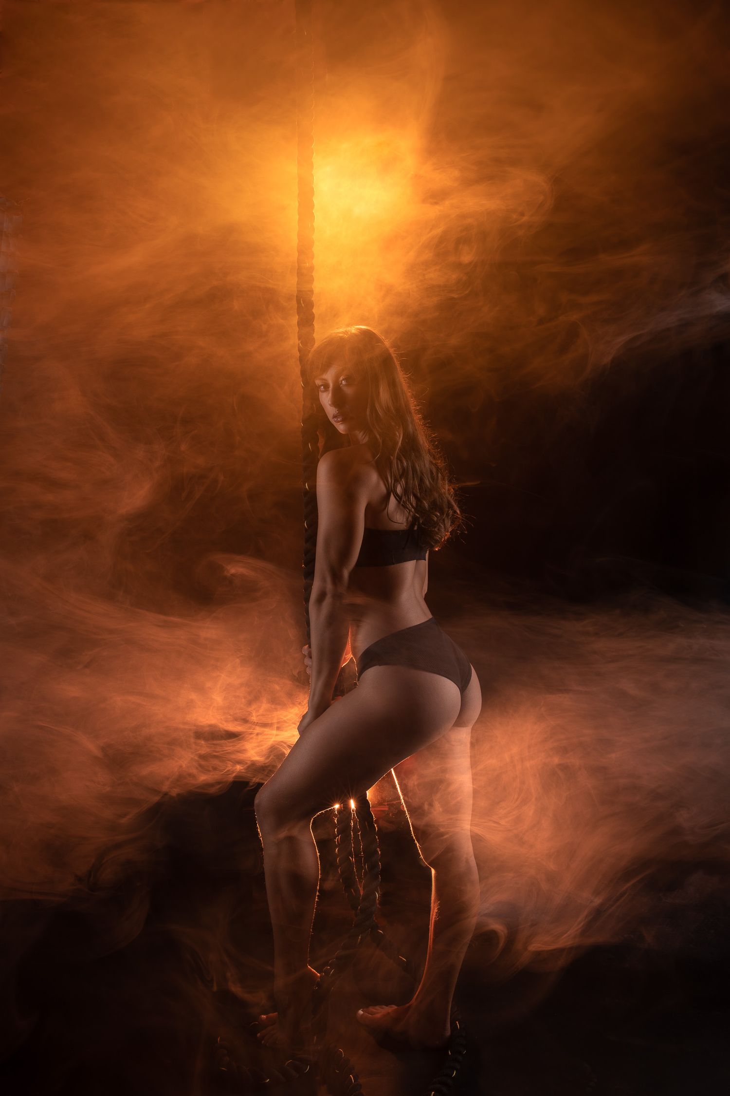 Creative and sexy battle ropes portrait in San Jose California