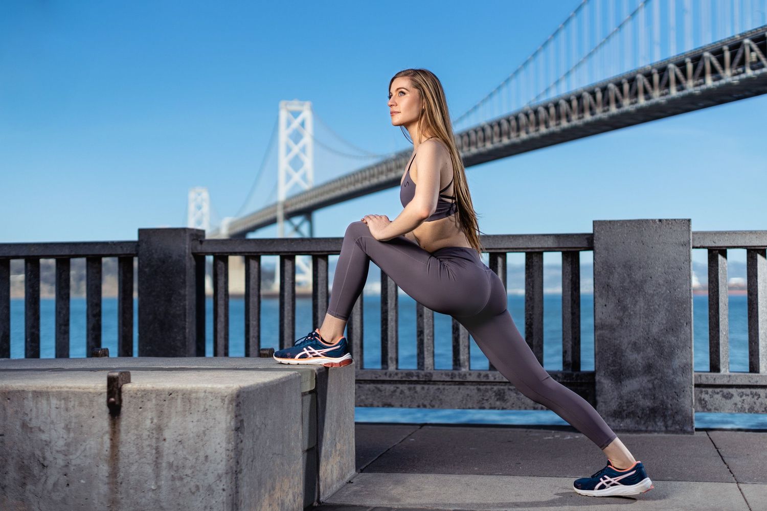 Stretching at the Bay Bridge San Francisco