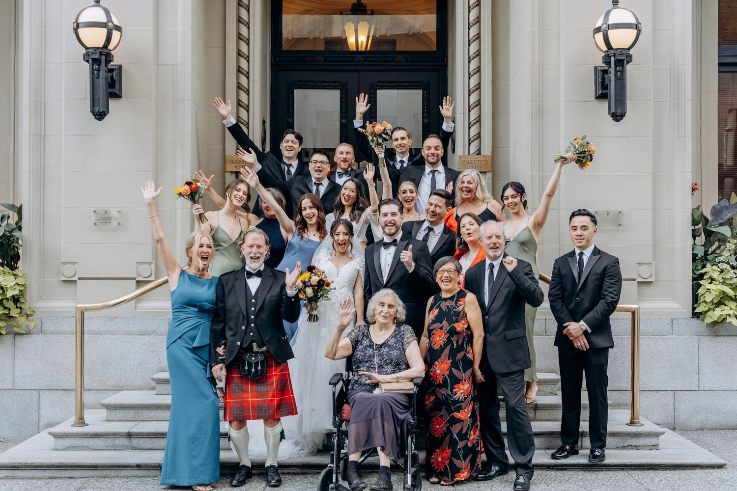 The Vancouver Club wedding group photos in Vancouver, BC