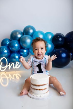 Happy Boy Cake Smash Session in Sussex County New Jersey Studio