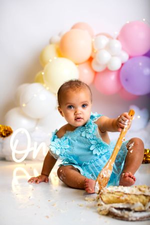 New Jersey Cake Smash Photographer Rainbow Cake Smash Session Girl Cake Smash Session Sussex County Photographer Studio