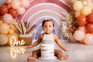 Boho Theme Cake Smash Session in Sparta New Jersey Photography Studio