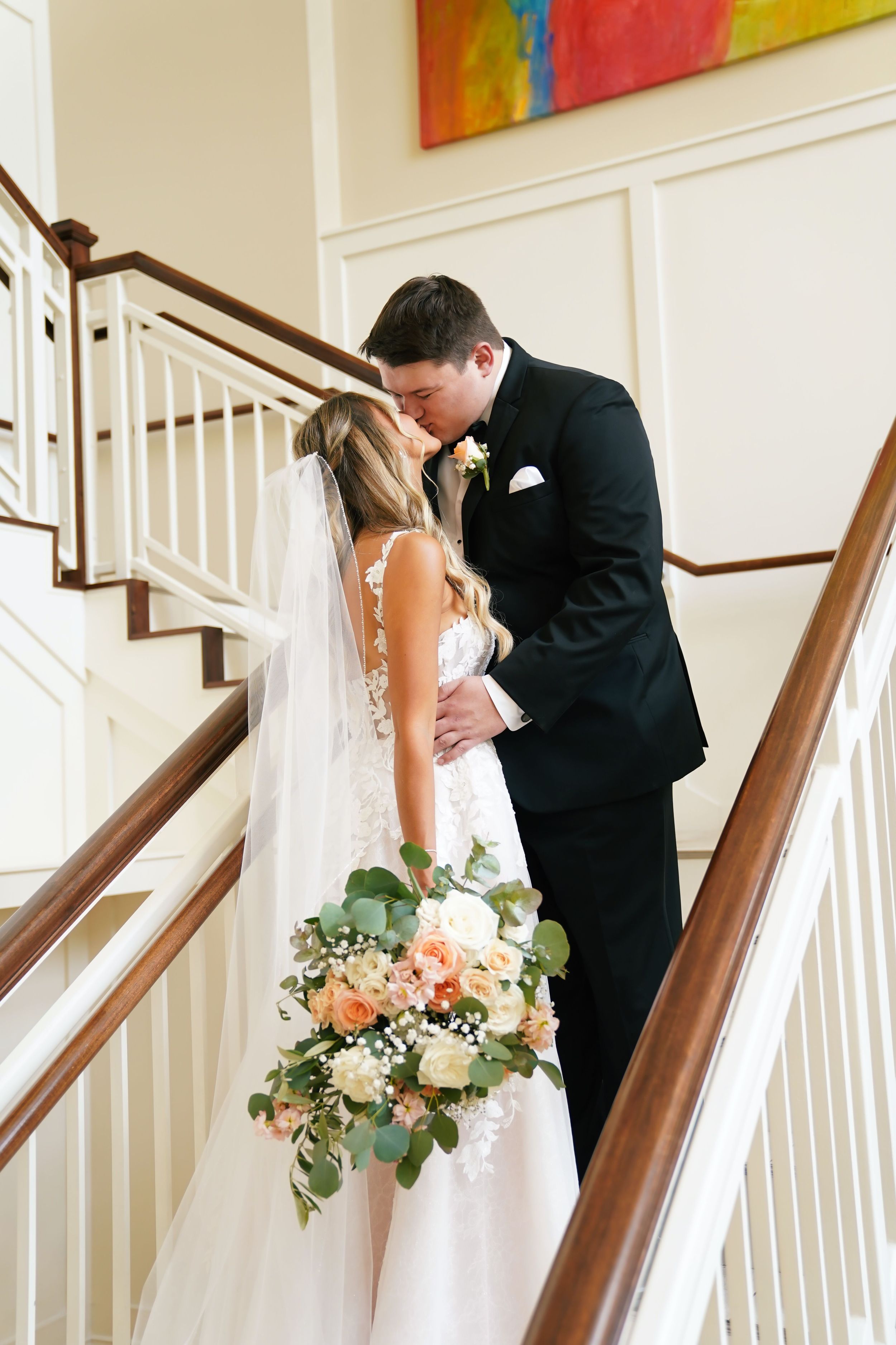 Bride and Groom Couple's portraits after the ceremony in Blue Ash Ohio wedding venue : Cincinnati Wedding Photographer