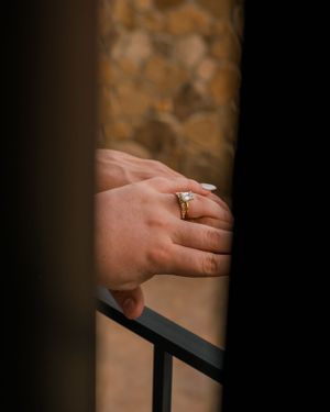 Detailed shot of a couple admiring their ring on their wedding day