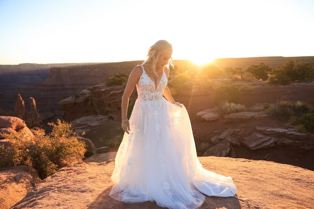 lace type dress at sunset