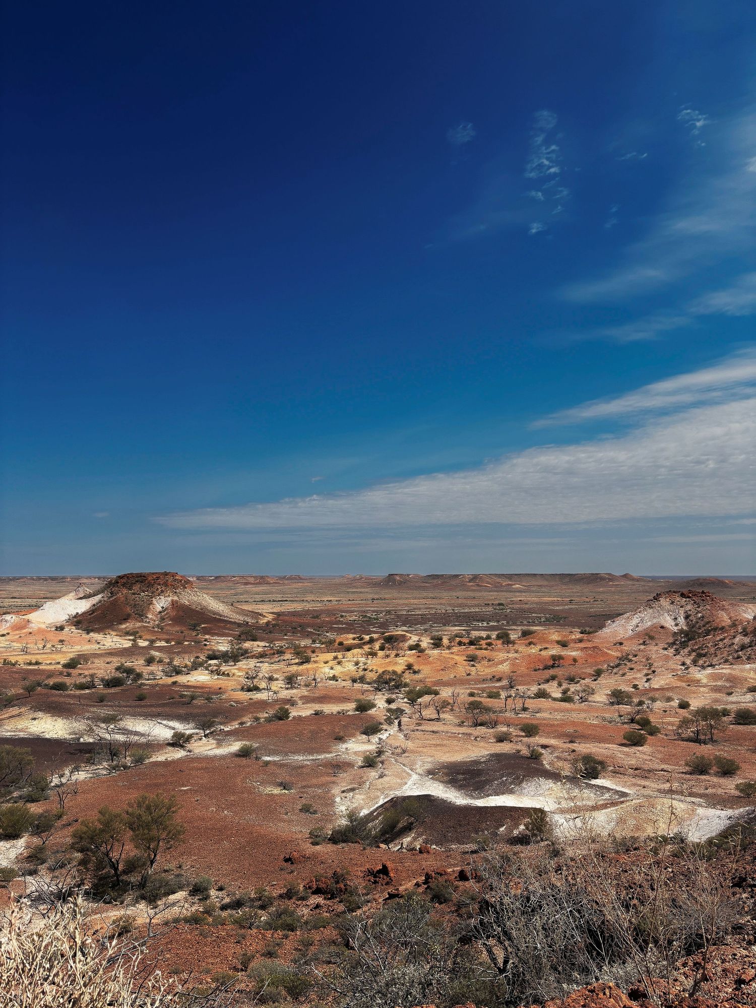 Bright blue skies over dry Australian land.