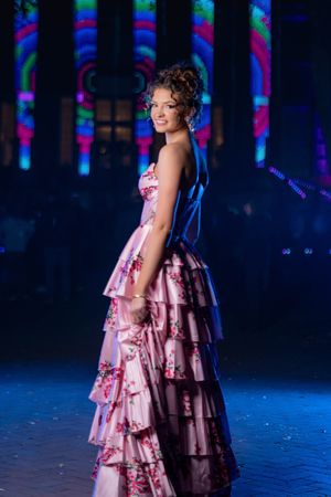 Senior prom portraits in Charleston SC with high school student posing in evening gown