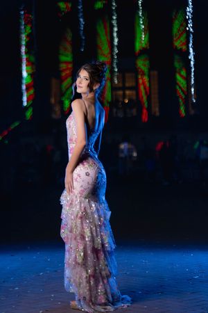 Charleston SC senior prom portrait featuring high school student in formal evening gown