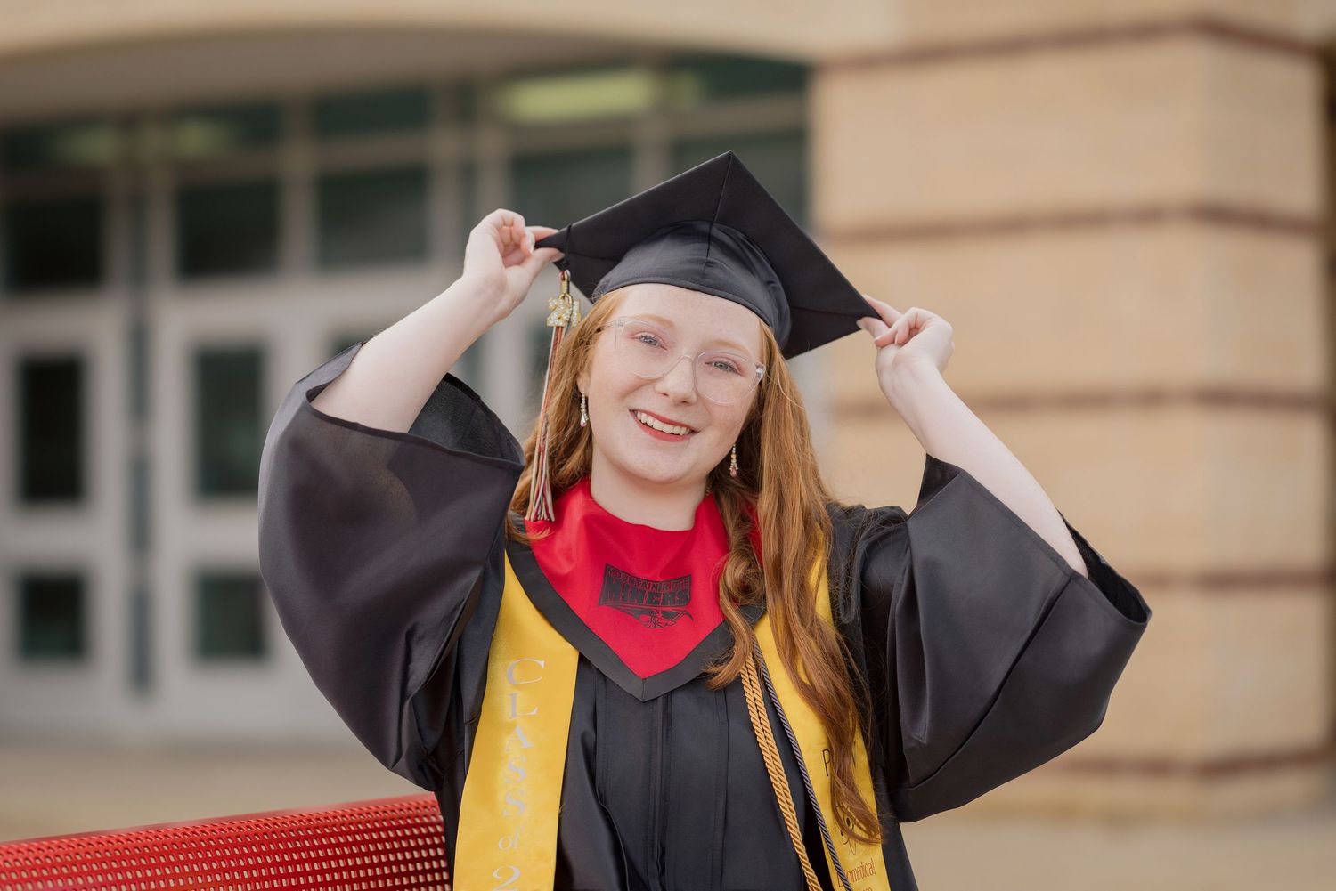 High school senior cap and gown at Mt Ridge High School Cumberland Maryland by senior photographer Karen Morgan Photography