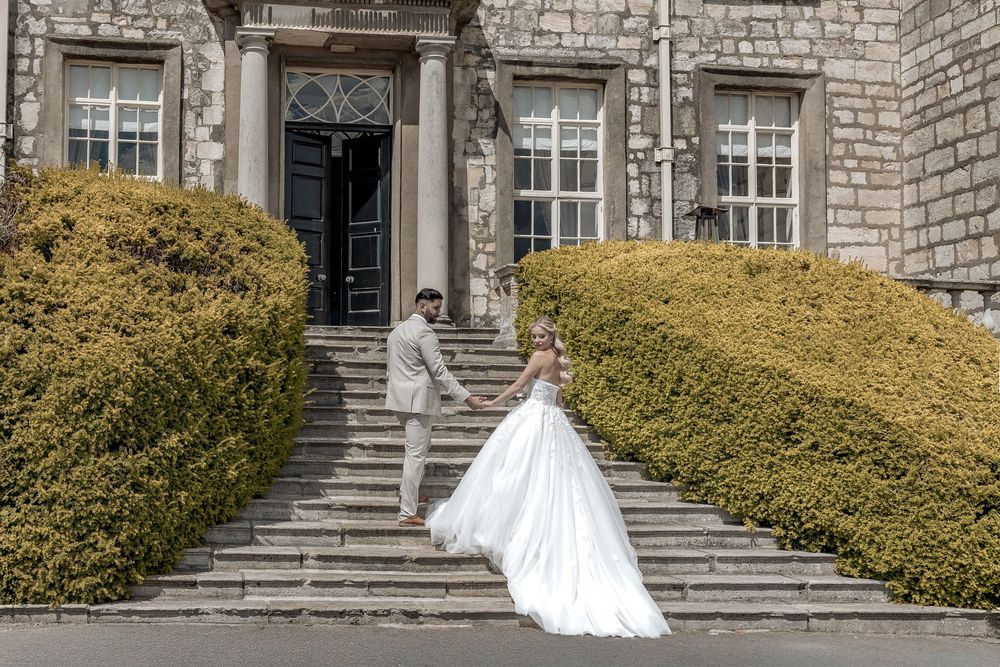 Documentary wedding photography at Hazlewood Castle wedding venue Yorkshire.