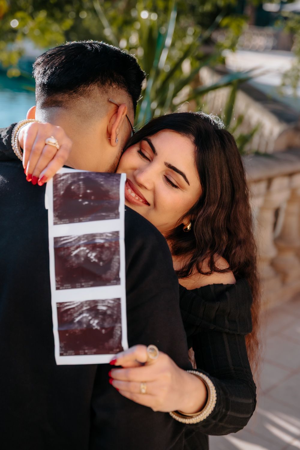 Tender pregnancy portrait near gardens Barcelona Maternity photoshoot Barcelona BarcelonaLoversPH