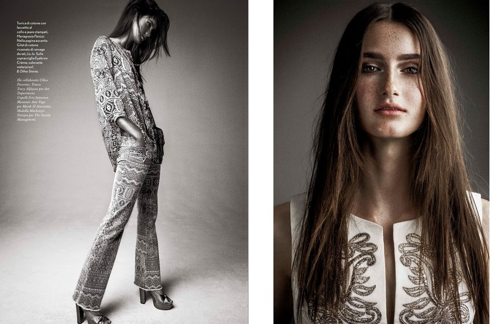 A series of artistic black and white fashion portraits showcasing dramatic lighting and ethereal poses.