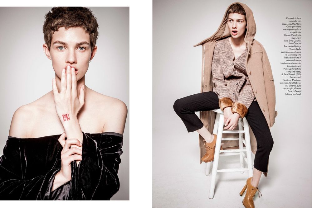 Studio fashion photoshoot with minimalist styling against light backgrounds showcasing contemporary poses.