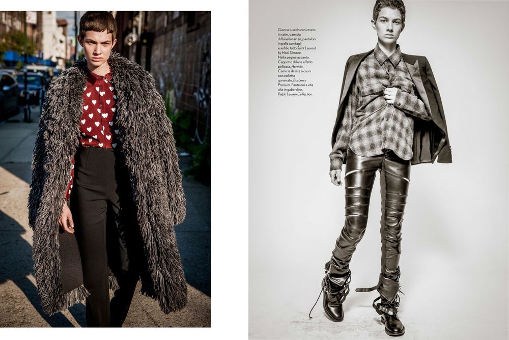 Fashion editorial featuring luxurious fur coats and plaid patterns styled in modern winter looks.
