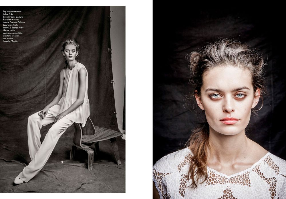 A series of black and white fashion portraits showing dramatic lighting and ethereal styling with lace details.