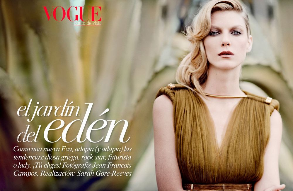 A series of fashion magazine cover portraits in warm sepia tones showing elegant styling and sophisticated poses.
